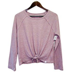 Treasure And Bound Women's Size XL (14/16) Waffle Knit Knot Front Purple Top